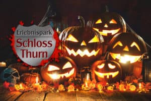 geschnitzte Kürbisse zu Halloween im Freizeitpark Schloss Thurn