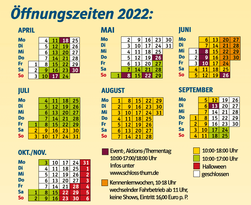 Öffnungszeiten 2022